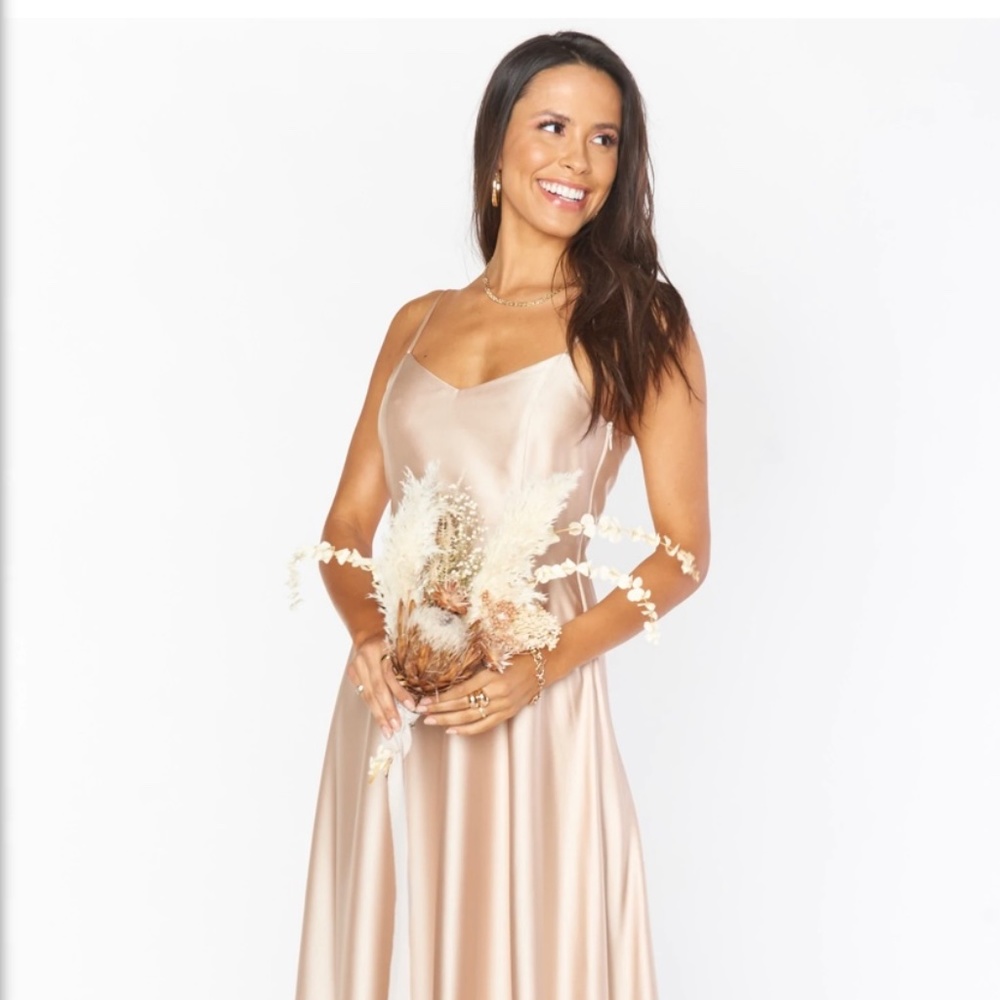 SHOW ME YOUR MUMU Faith Maxi Dress In Luxe Satin Champagne Size Small